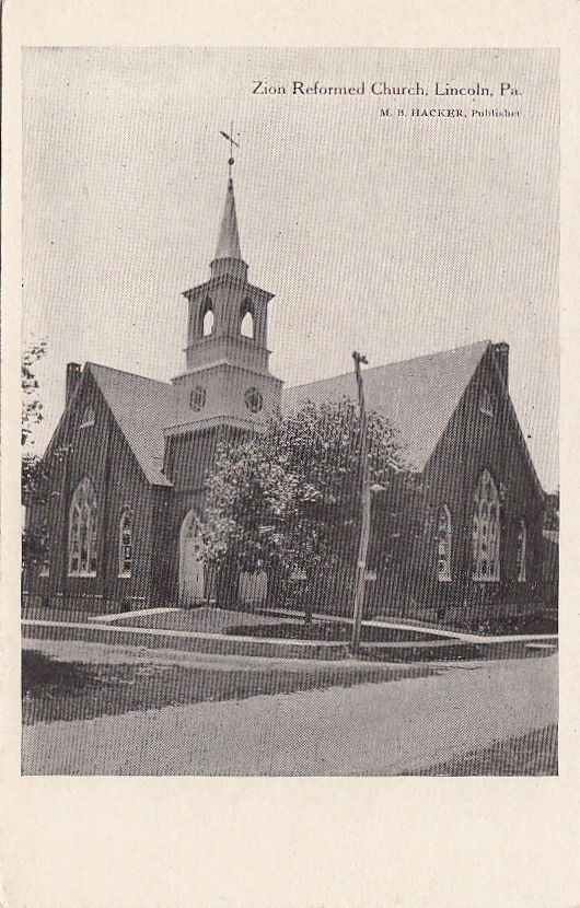 Postcard Zion Reformed Church Lincoln PA 