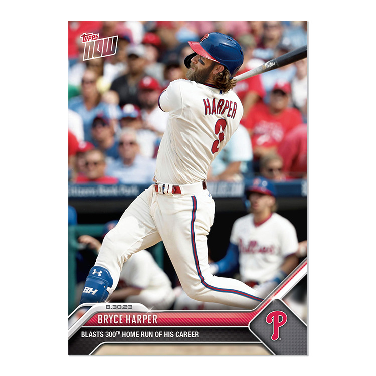 2023 MLB Topps Now #786 Bryce Harper Blasts 300th Home Run of Career In Hand