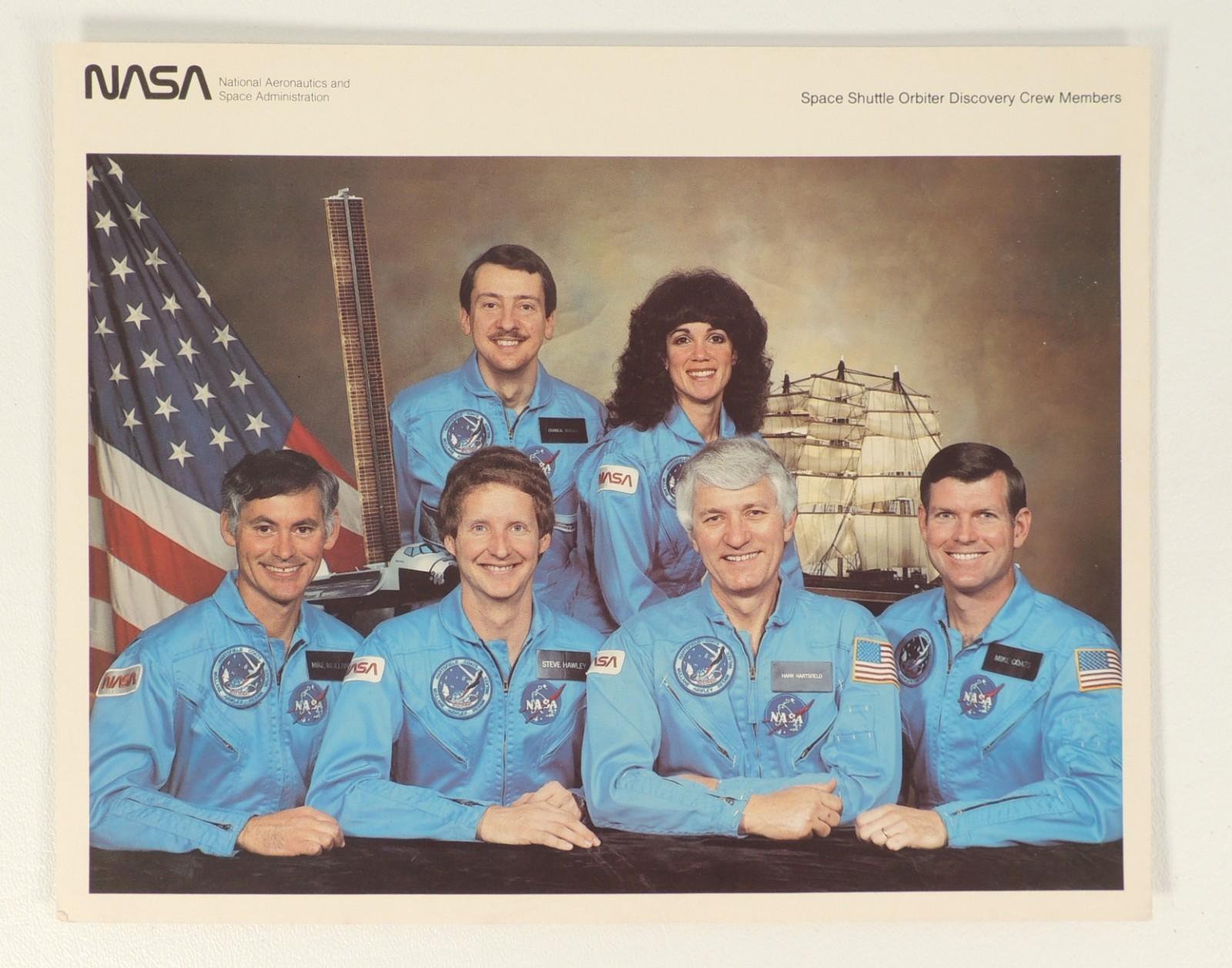 NASA Space Shuttle Discovery 41-D STS-41D Crew Color Photo Judith Resnik 8x10 NASA Space Shuttle Discovery 41-D STS-41D Crew Color Photo Judith Resnik 8x10