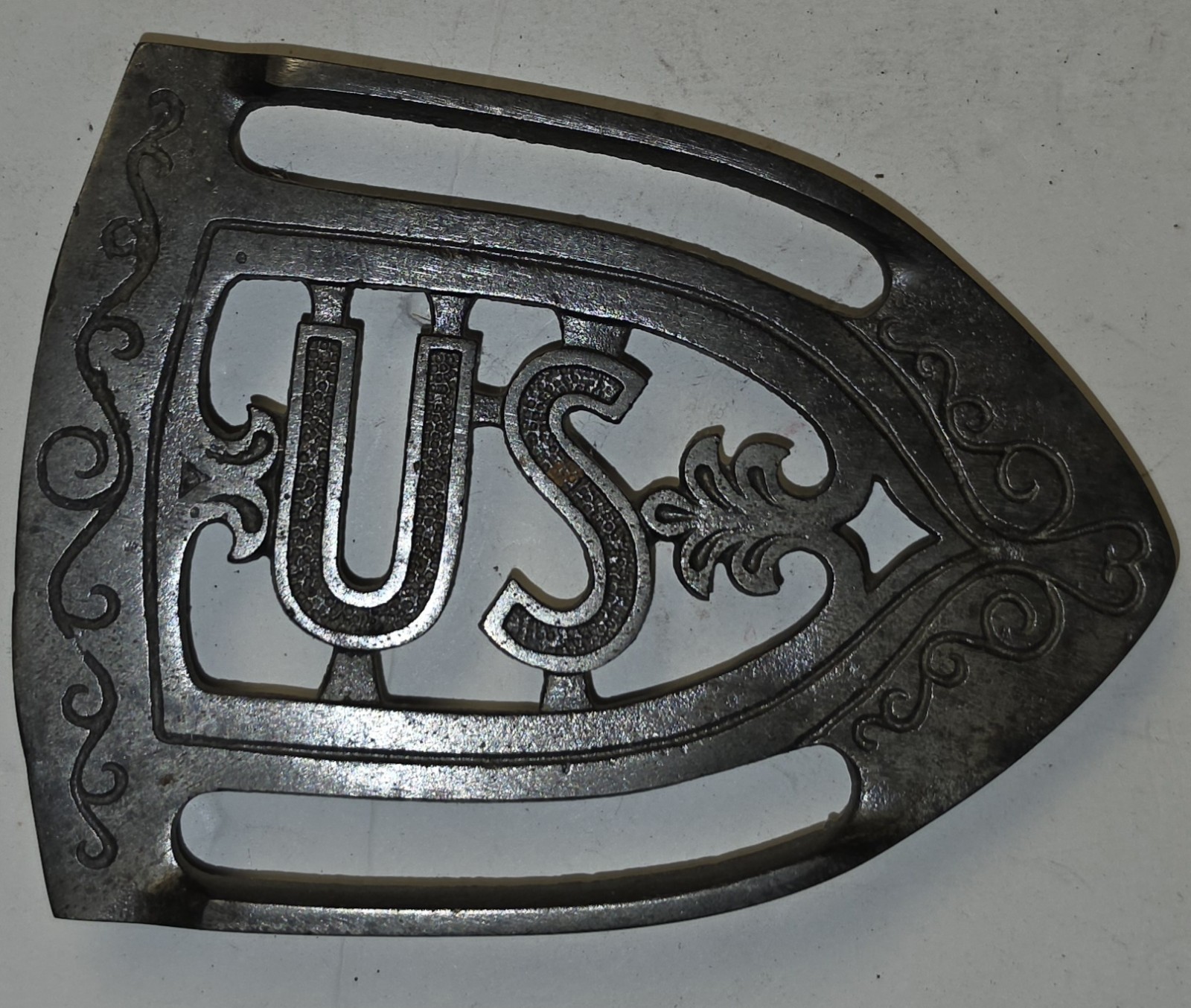 Antique Early RARE US nickel plated cast iron similar to Swastika Sadiron Stand Antique Early RARE US nickel plated cast iron similar to Swastika Sadiron Stand