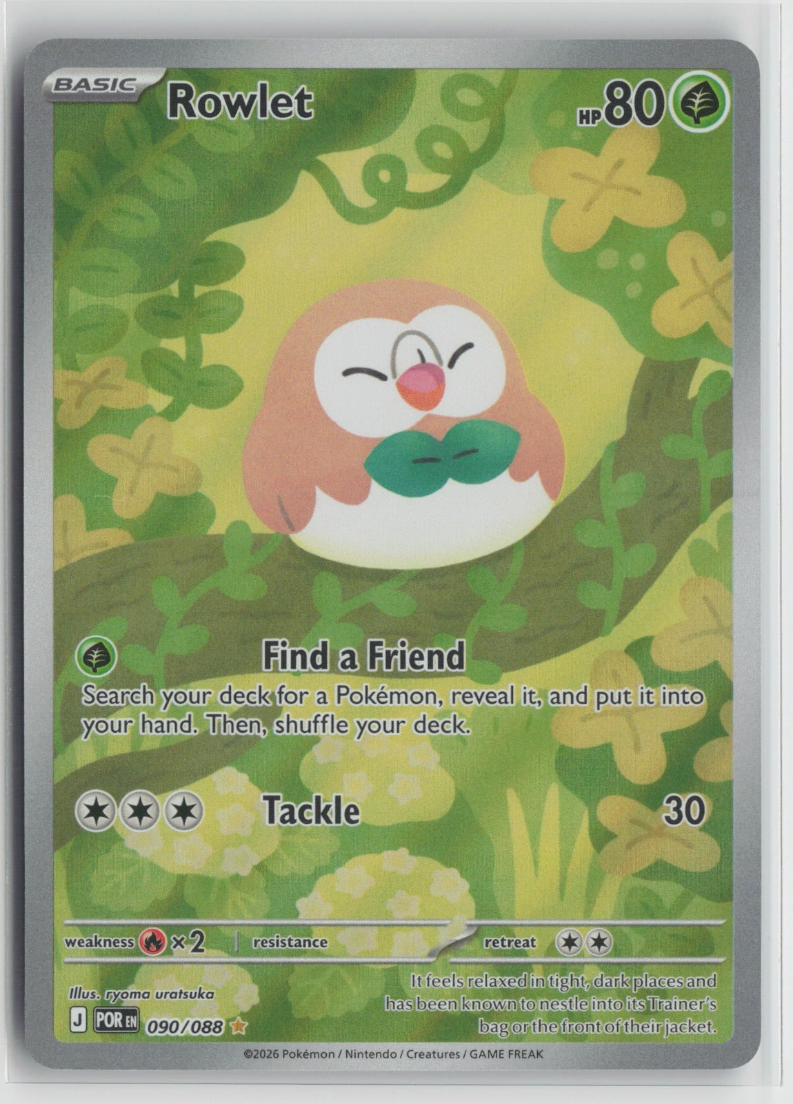 Rowlet Illustration Rare Holo POR 090/088 NM Rowlet Illustration Rare Holo POR 090/088 NM