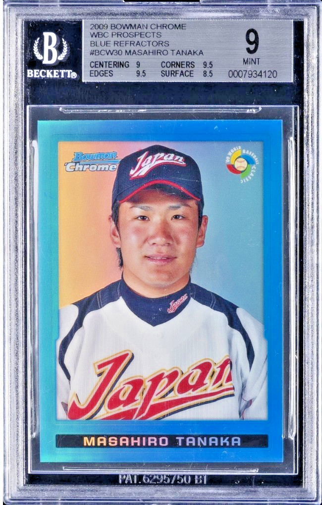 2009 Bowman Chrome WBC Rookie /150 Blue Refractor #BCW30 Masahiro Tanaka RC BGS9