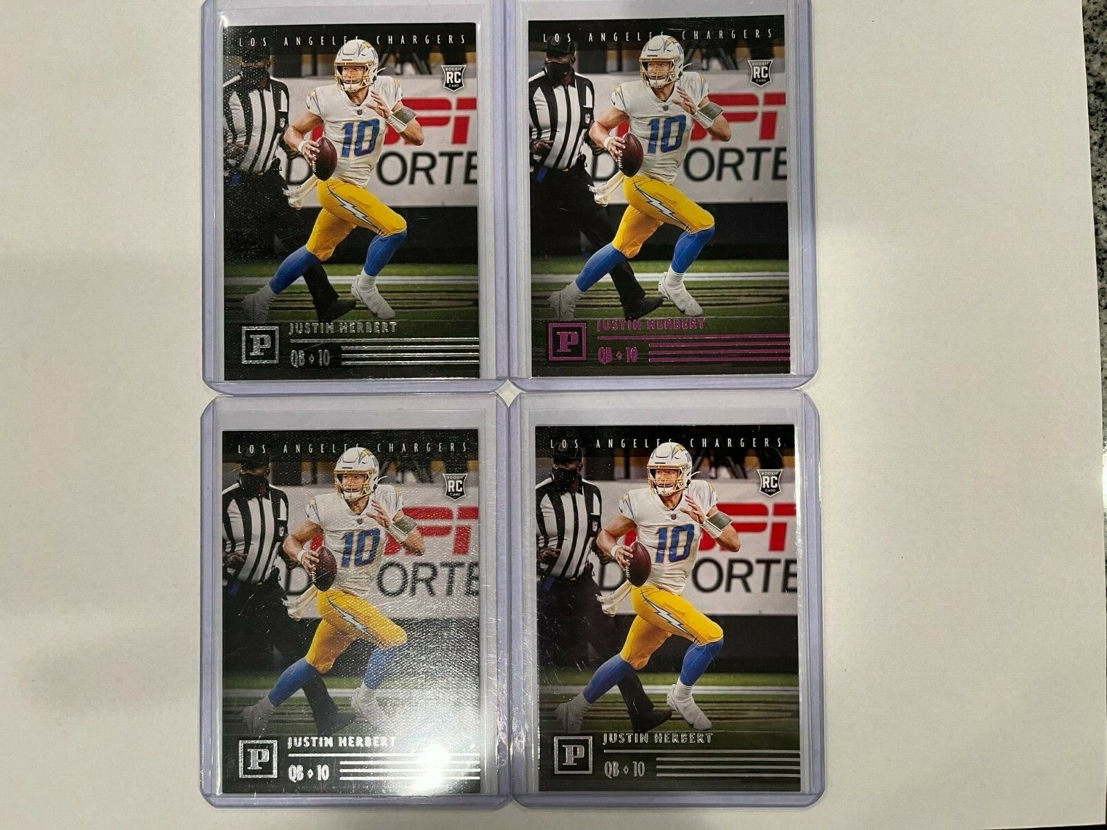 Justin Herbert Rookie Card Lot of 4 Chronicles w/ Pink Version