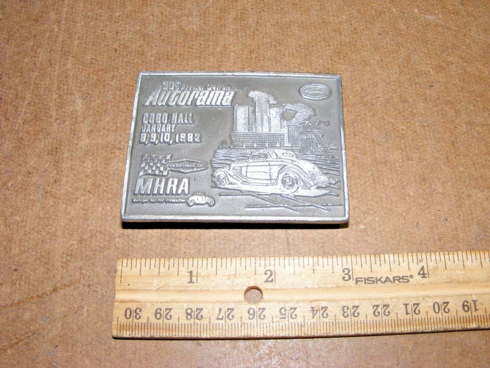 Detroit Autorama Hot Rod Association 30th Annual Belt Buckle 1982 MHRA