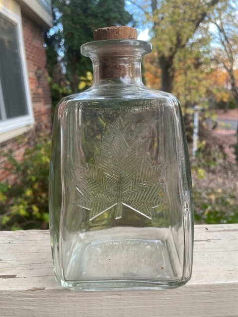 Vintage John Macnaughton Canadian Whisky Decanter Bottle Maple Leaf 7.5 in