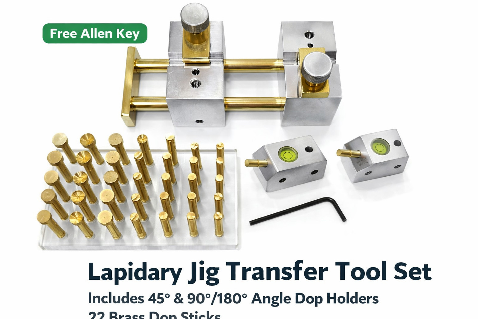 Lapidary Jig Transfer Tool Set 22 Brass Dop Sticks 45° 90°/180° Faceting Lapidary Jig Transfer Tool Set 22 Brass Dop Sticks 45° 90°/180° Faceting