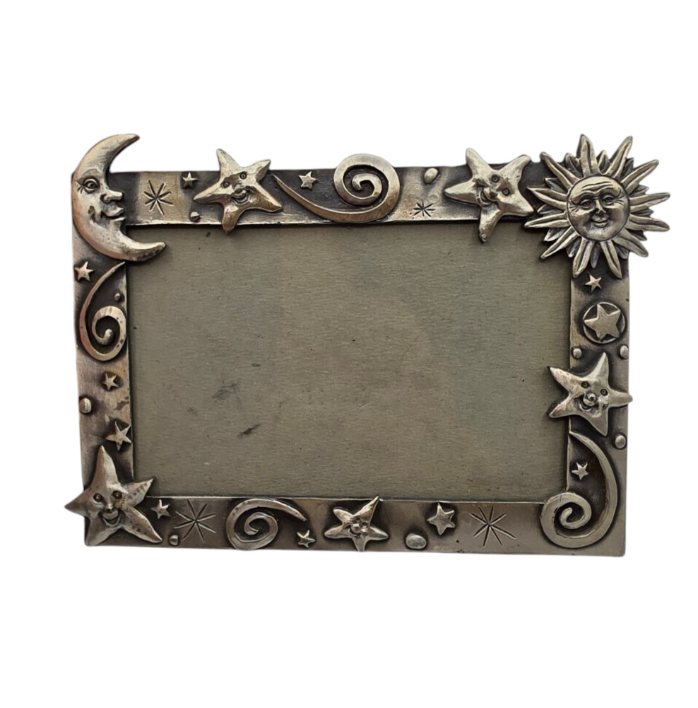 Vintage 1999 Y2K celestial-themed pewter picture frame 5x7 Moon Sun Stars Vintage 1999 Y2K celestial-themed pewter picture frame 5x7 Moon Sun Stars