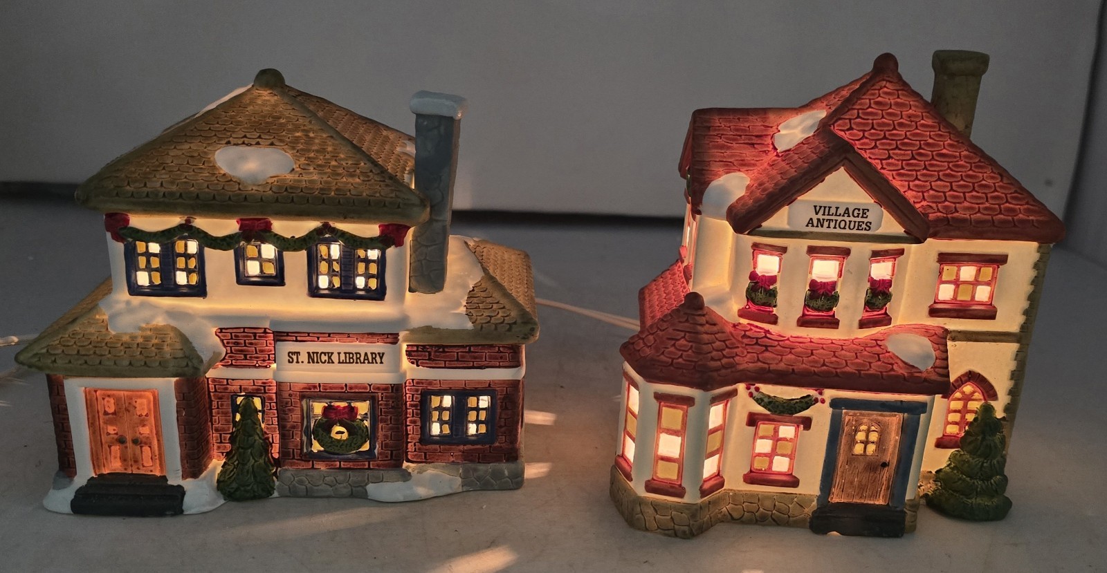 Vintage GRANDEUR NOEL CHRISTMAS VILLAGE ANTIQUES ST NICK LIBRARY PORCELAIN HOUSE Vintage GRANDEUR NOEL CHRISTMAS VILLAGE ANTIQUES ST NICK LIBRARY PORCELAIN HOUSE