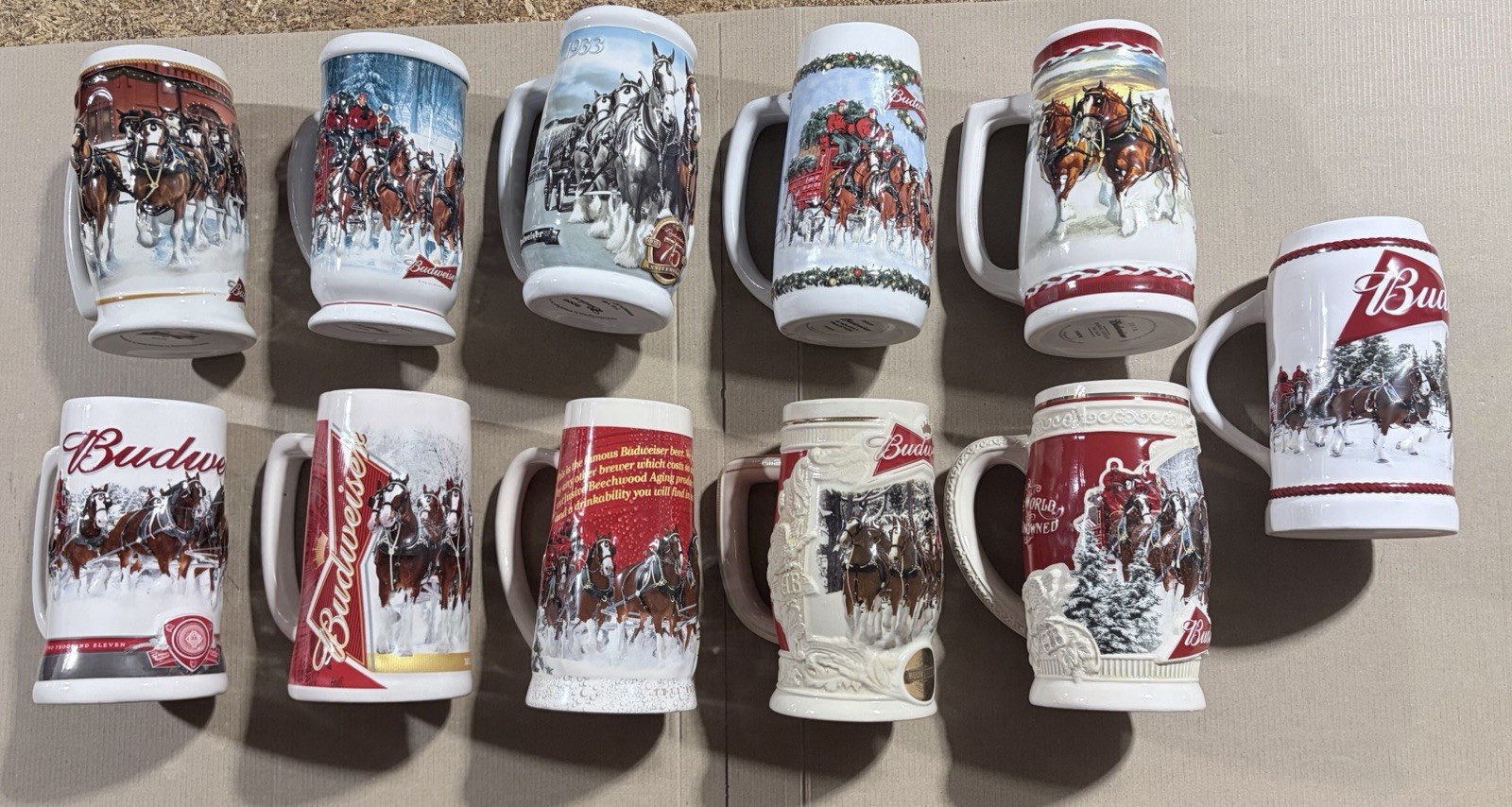 Complete 2006-2016 Budweiser Holiday Stein Lot (11 Mugs) - NIB / Never Displayed Complete 2006-2016 Budweiser Holiday Stein Lot (11 Mugs) - NIB / Never Displayed