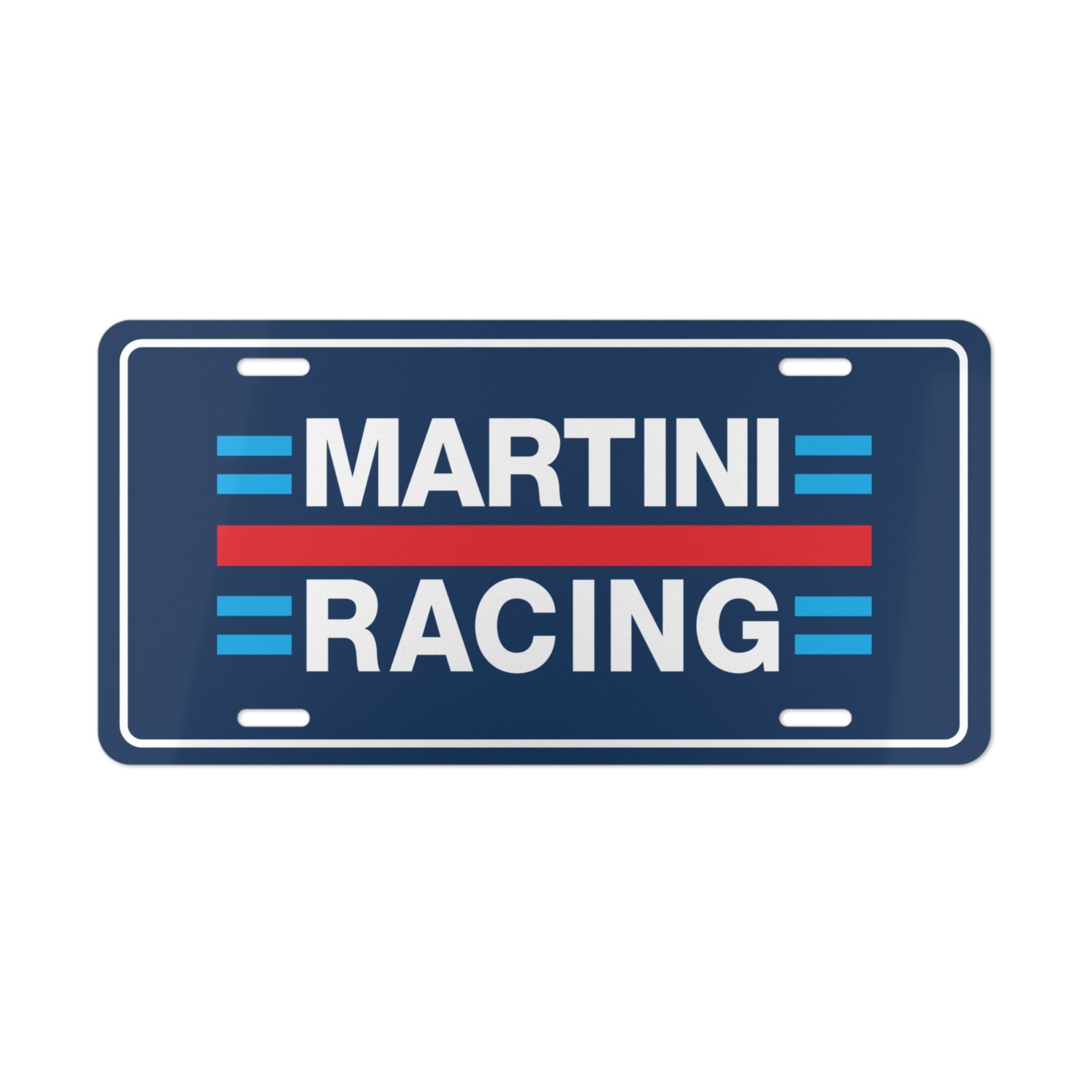 Martini Racing Vanity License Plate Car Tag – Aluminum Metal (Blue Background)