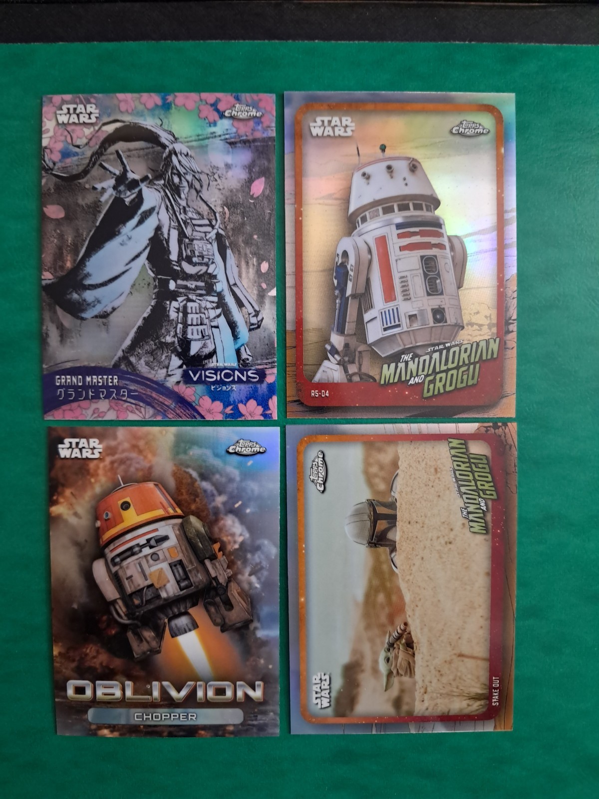 2024 Topps Chrome Star Wars - 4 Card Lot Grand Master, Chopper, Grogu, R5-D4 2024 Topps Chrome Star Wars - 4 Card Lot Grand Master, Chopper, Grogu, R5-D4