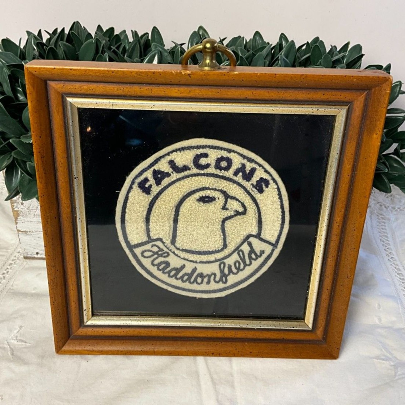 Vintage 1940s–50s Haddonfield NJ Falcons Chenille Patch Framed NJ Memorabilia Vintage 1940s–50s Haddonfield NJ Falcons Chenille Patch Framed NJ Memorabilia