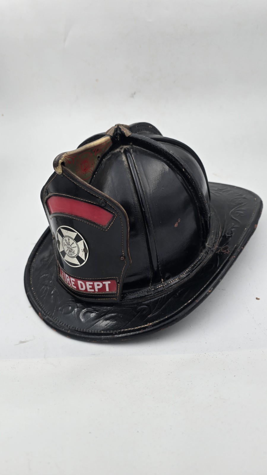 Vintage 1969/1970 Cairns And Brother Black Leather Fire Helmet 