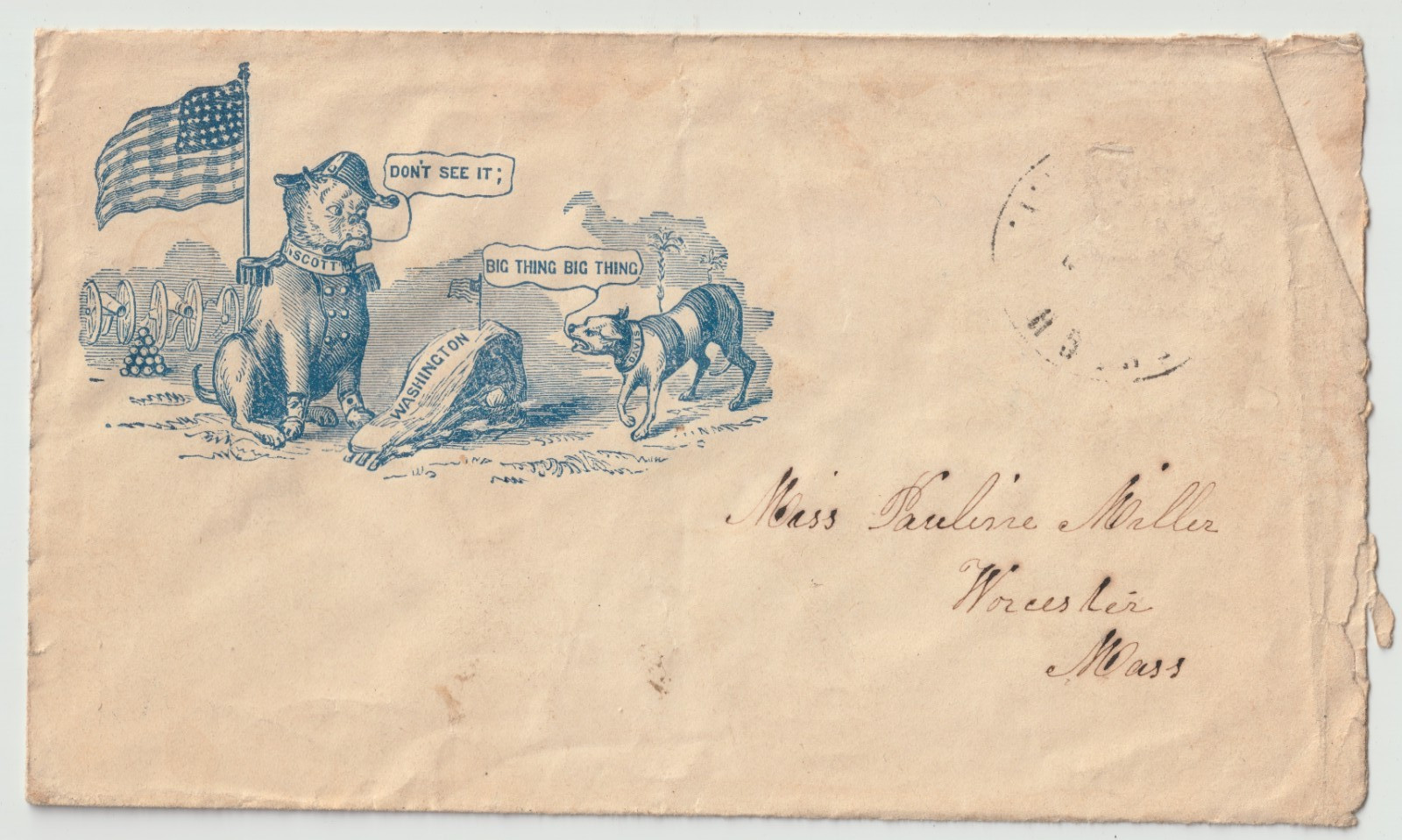1861 Civil War Patriotic Cover - Winfield Scott, Jeff Davis, John G. Wells