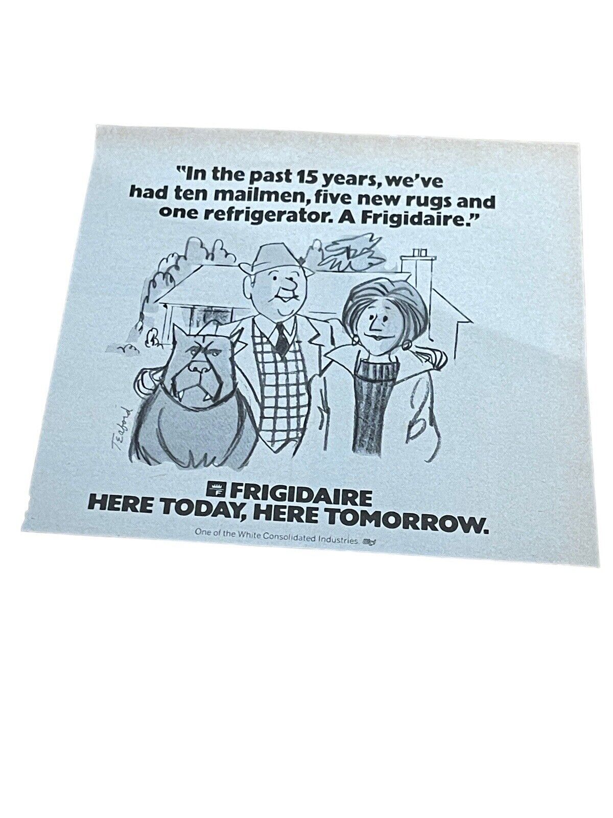 1981 Frigidaire: Ten Mailmen, Five New Rugs, One Refri Vintage Print Ad 5x5