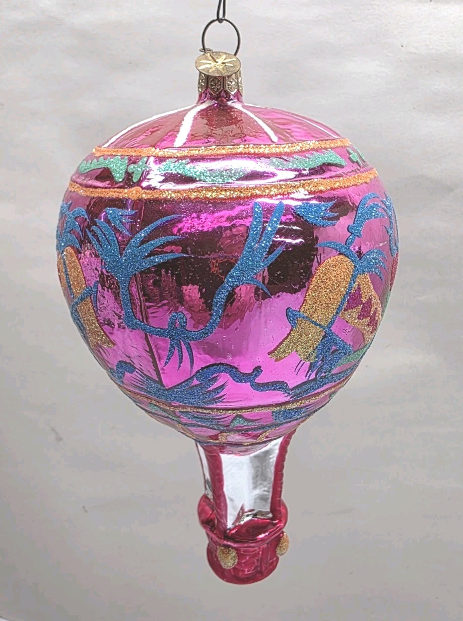 Vintage Christopher Radko Hot Air Balloon Glass Christmas Ornament W/ Box & Tag Vintage Christopher Radko Hot Air Balloon Glass Christmas Ornament W/ Box & Tag