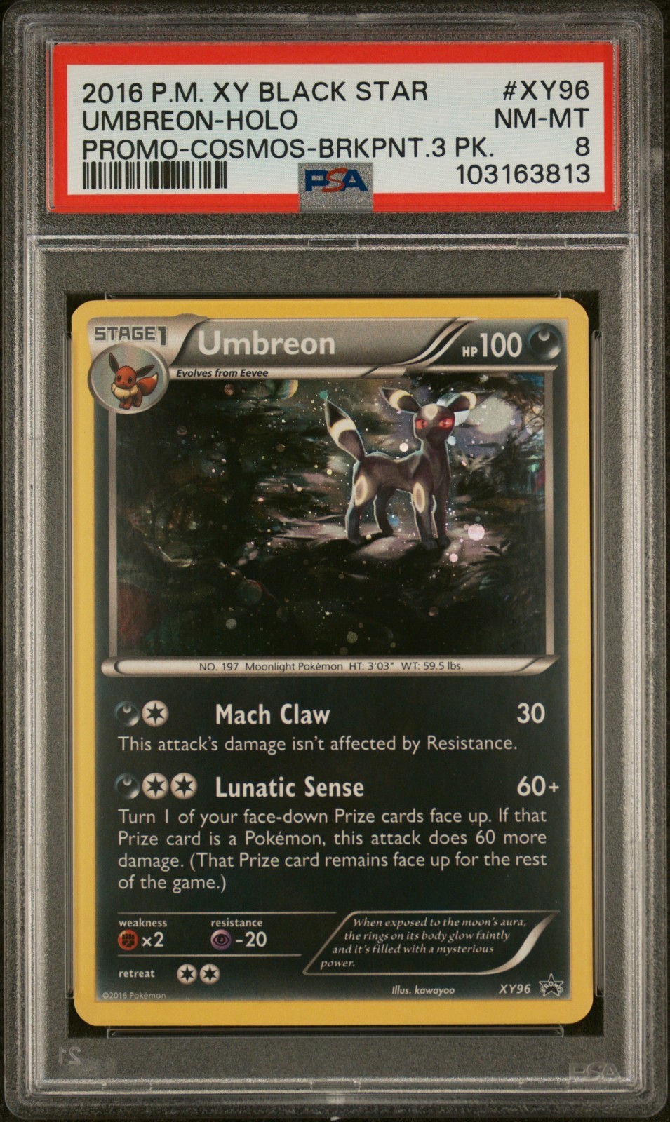 2016 POKEMON BLACK STAR PROMO UMBREON #XY96 HOLO PSA 8 COSMOS-BRKPNT.3 PK ENG 2016 POKEMON BLACK STAR PROMO UMBREON #XY96 HOLO PSA 8 COSMOS-BRKPNT.3 PK ENG