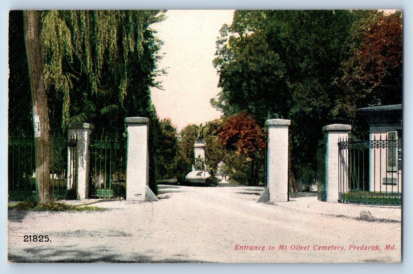 1910 Frederick Maryland Vintage Postcard Entrance Mt Olivet Cemetery Statue Gate 1910 Frederick Maryland Vintage Postcard Entrance Mt Olivet Cemetery Statue Gate