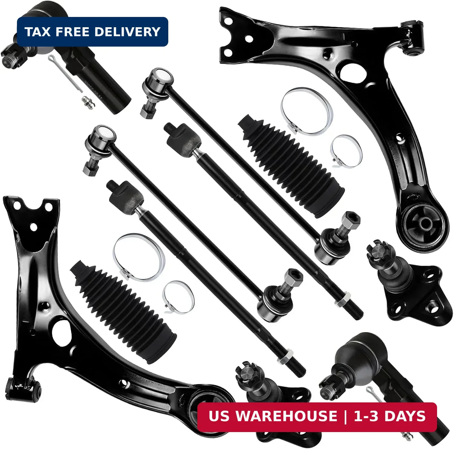 12PC Front Suspension Kit 2009-2013Toyota Corolla Control Arm Ball Joint Tie Rod 12PC Front Suspension Kit 2009-2013Toyota Corolla Control Arm Ball Joint Tie Rod
