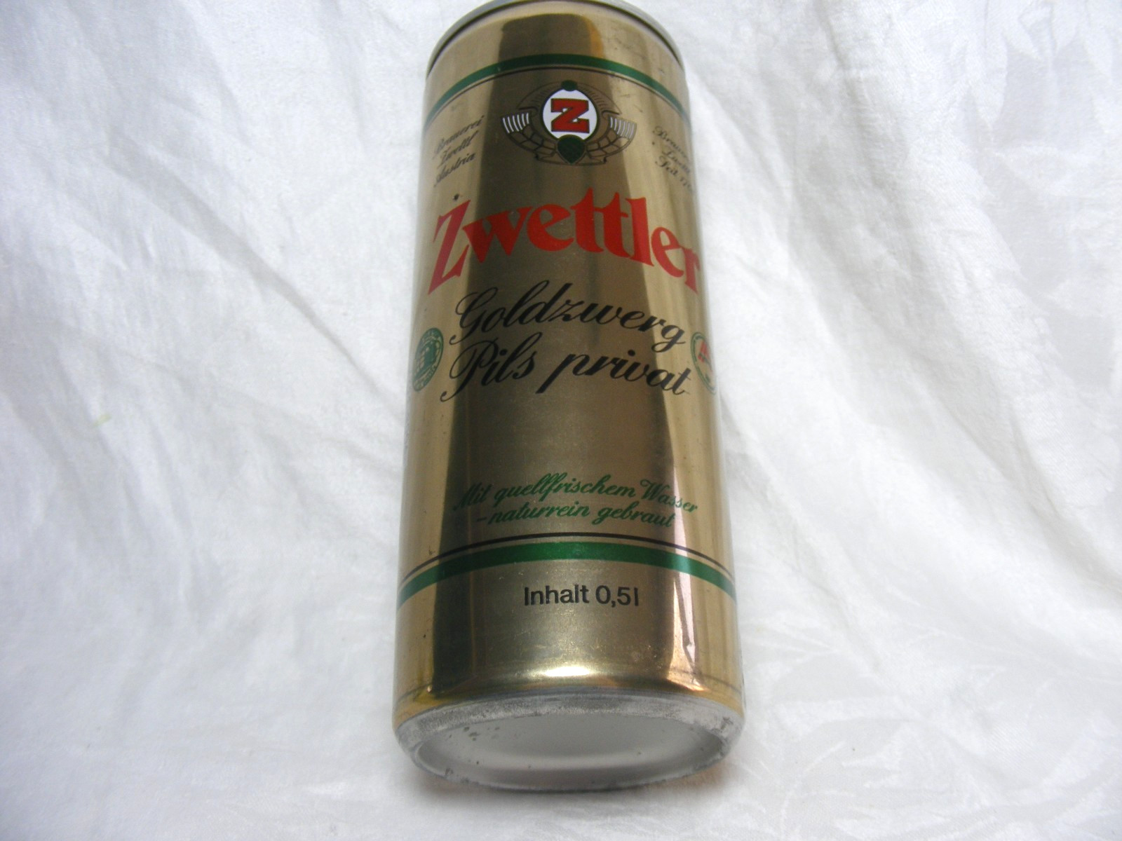 Vintage Steel Beer Can Zwettler Goldswerg Pils Privat Beer 16oz Missing Tab Vintage Steel Beer Can Zwettler Goldswerg Pils Privat Beer 16oz Missing Tab