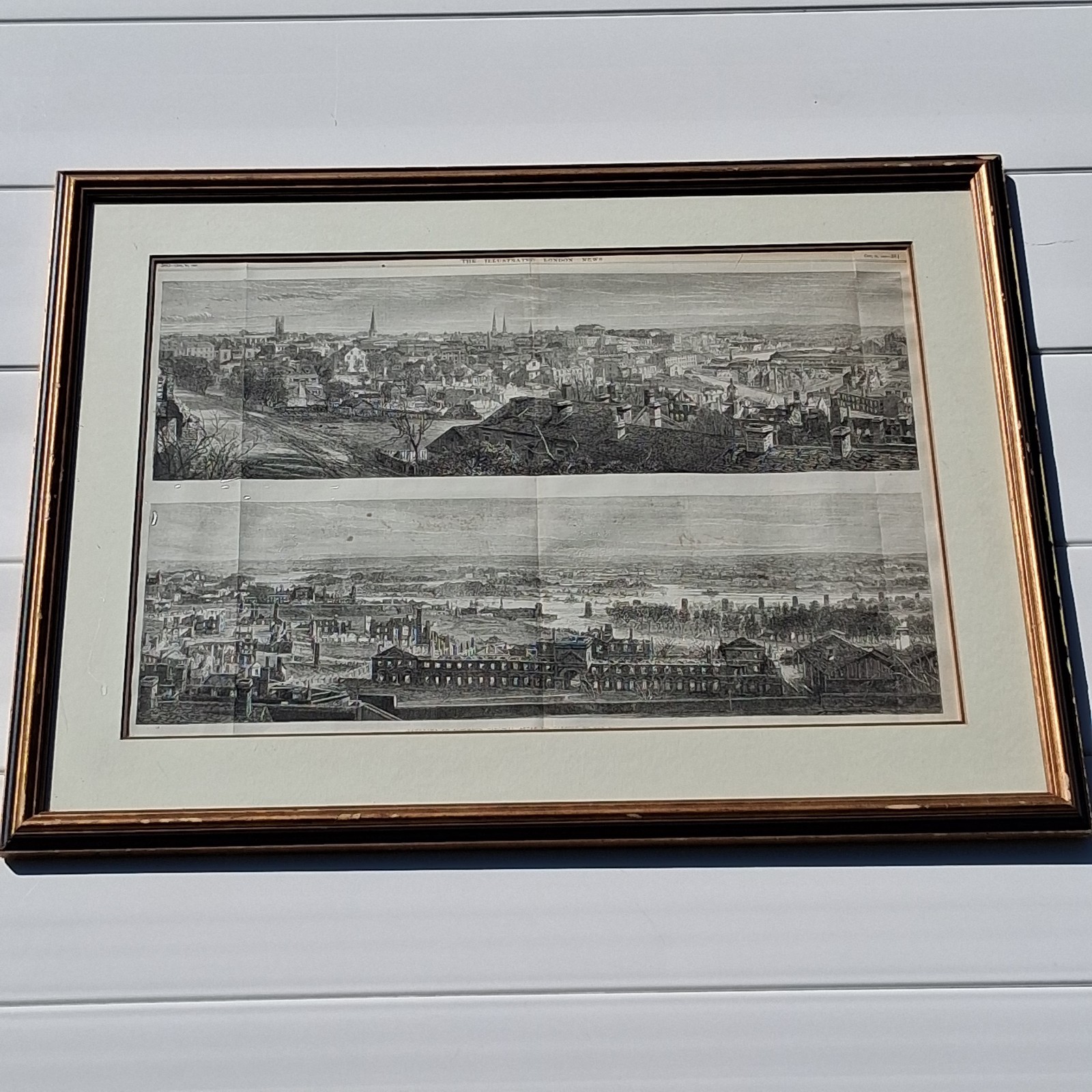 1865 Civil War Richmond VA Panorama Engraving Illustrated London News Framed Art