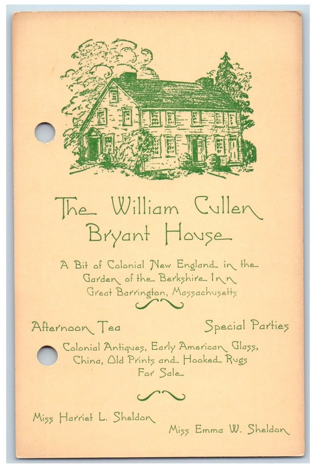 c1905\'s The William Cullen Bryant House Barrington Massachusetts MA Ad Postcard