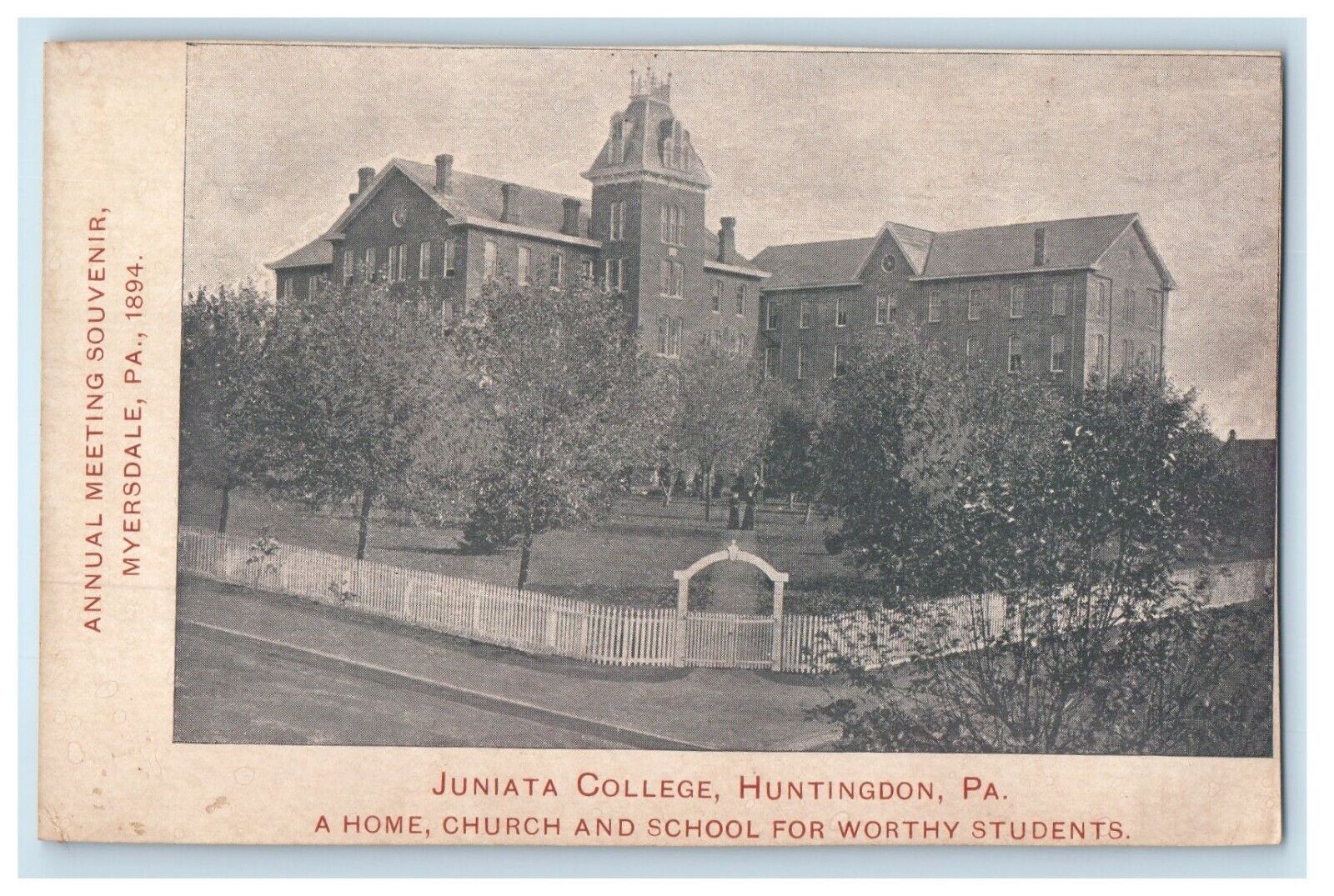 1894 Juniata College Advertising Christian School Huntingdon PA Trade Postcard