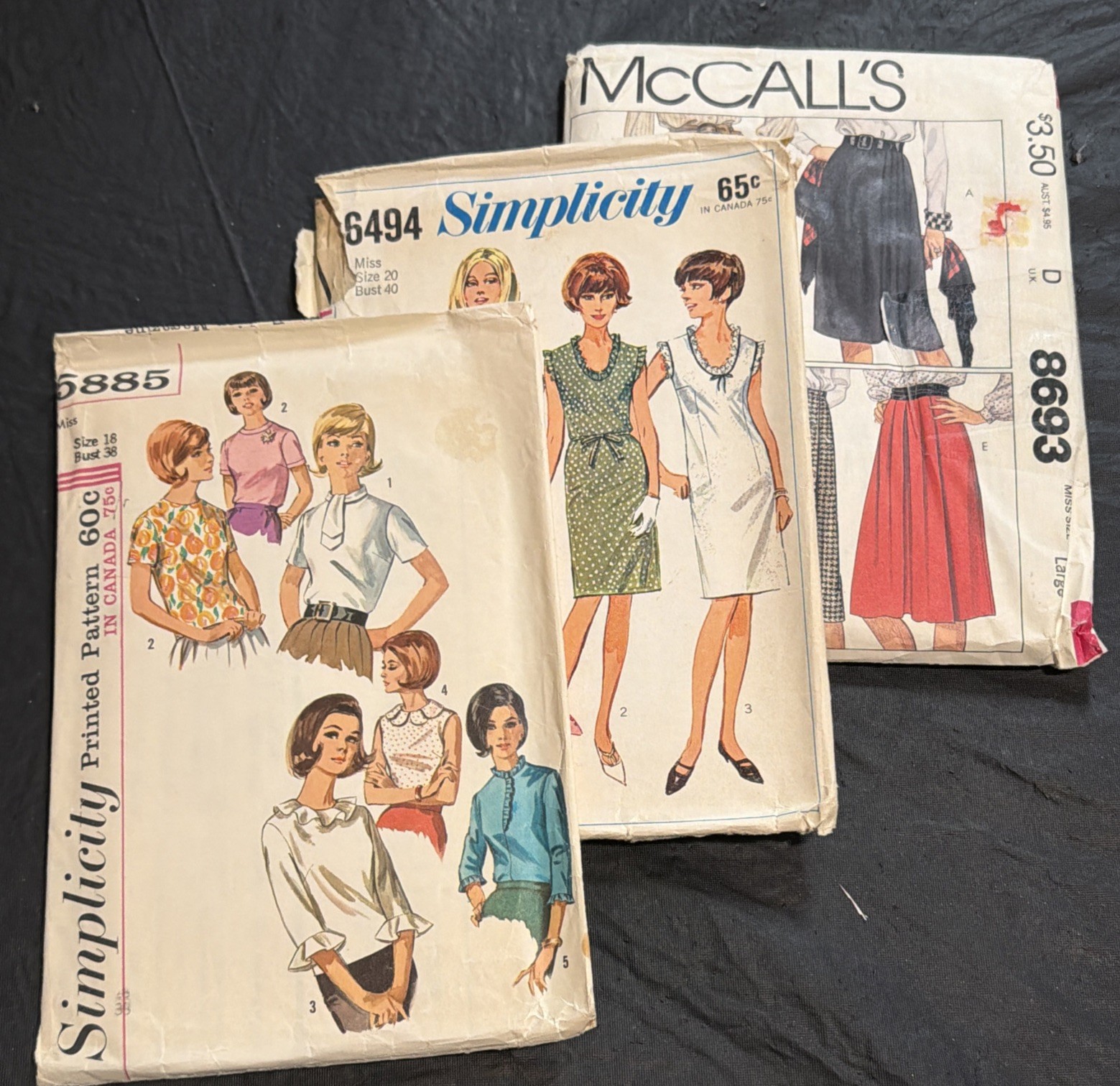 VTG Mixed Lot (3) Simplicity/McCalls Patterns Plus Sizes, Cut/Complete VTG Mixed Lot (3) Simplicity/McCalls Patterns Plus Sizes, Cut/Complete
