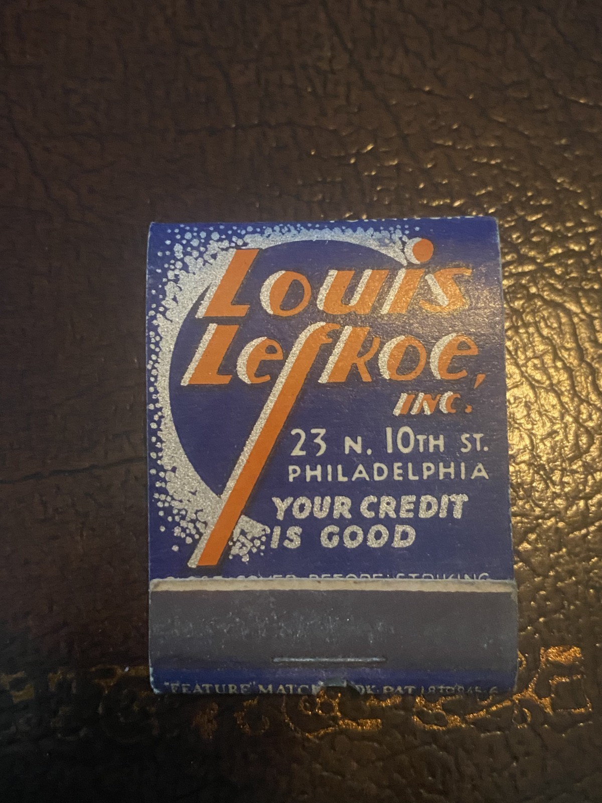 Louis Lefkoe Philadelphia Matchbook Feature Vintage Department Store 
