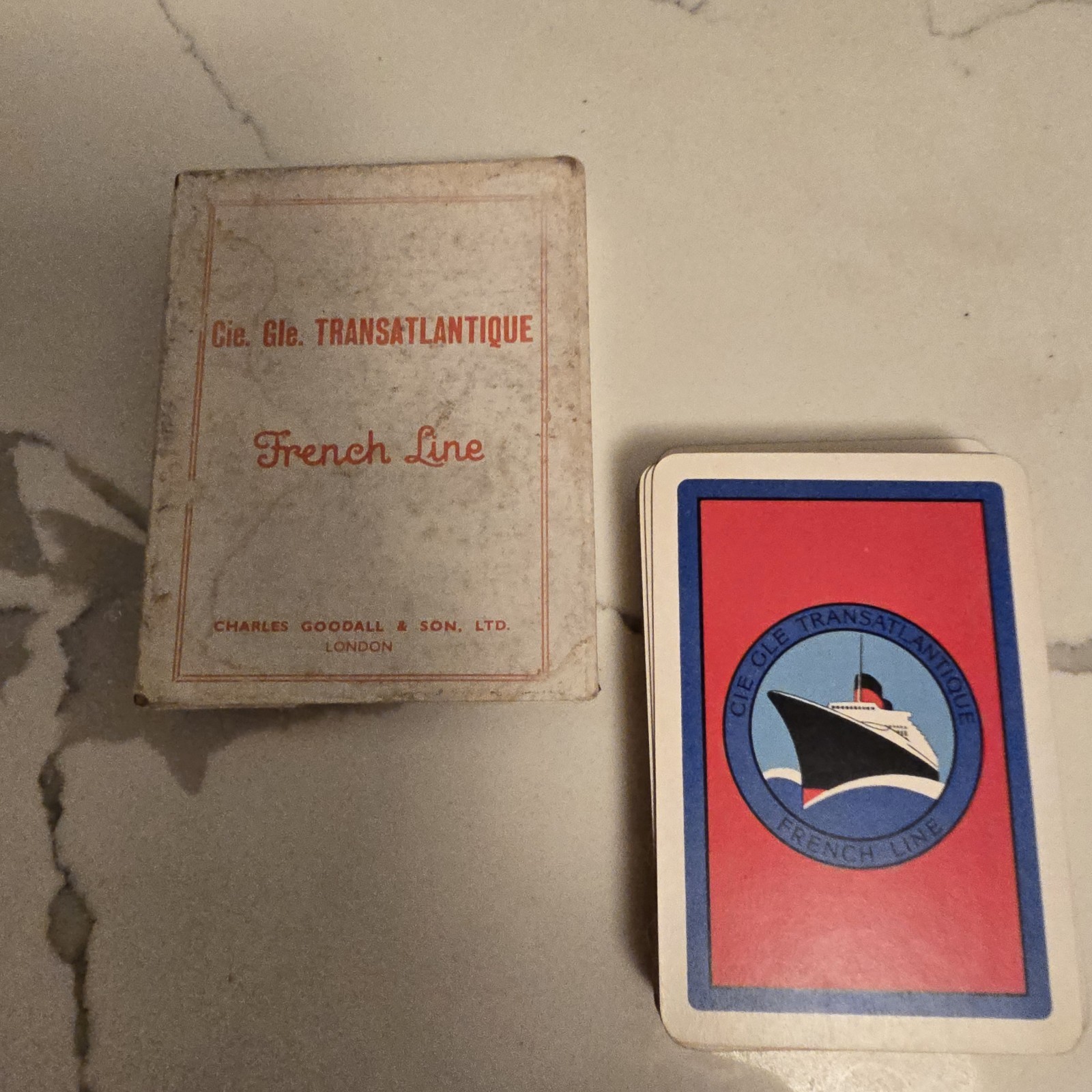 Vintage French Line Compagnie Generale Transatlantic Playing Cards.
