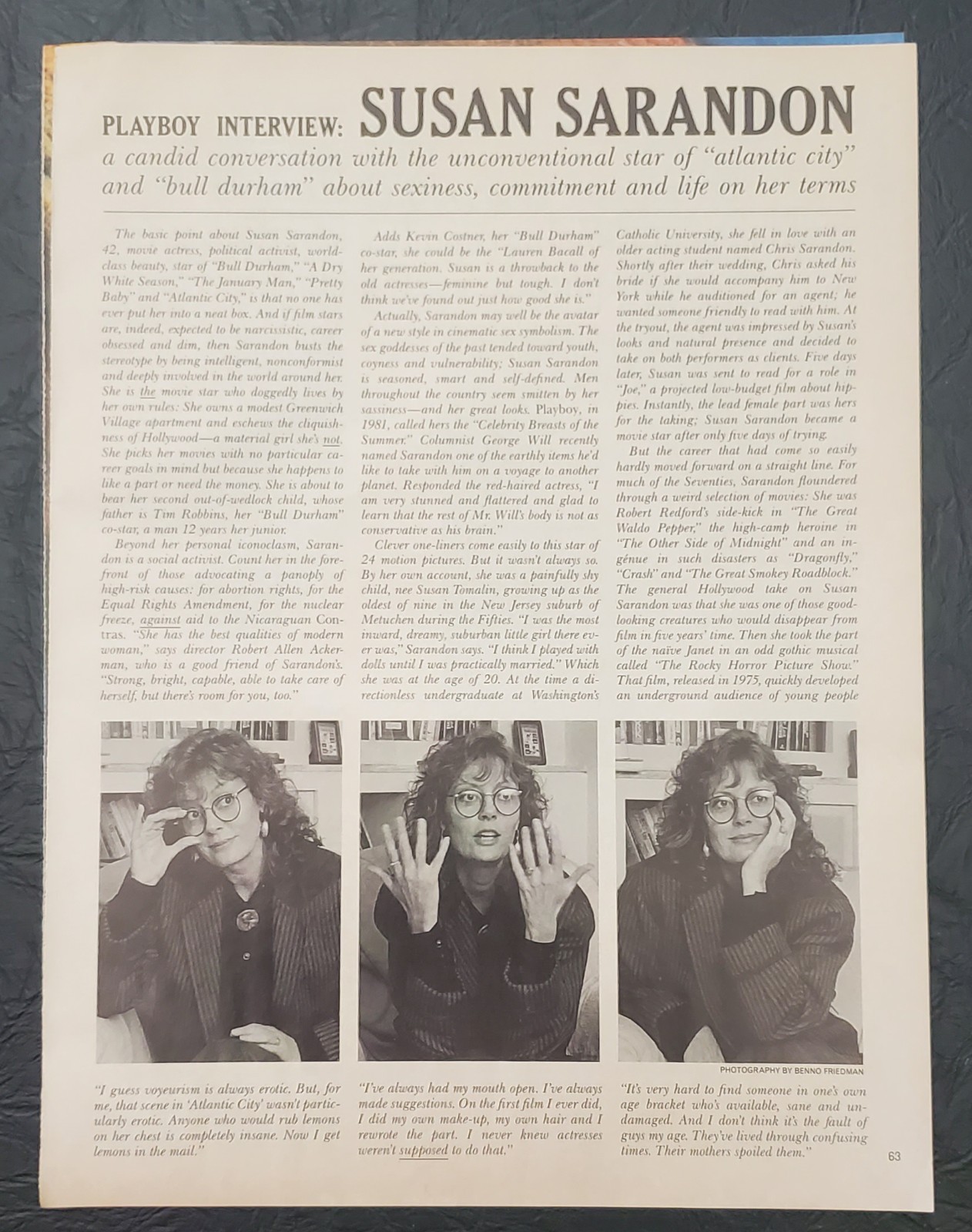 Playboy INTERVIEW - Actress SUSAN SARANDON May, 1989 Playboy INTERVIEW - Actress SUSAN SARANDON May, 1989