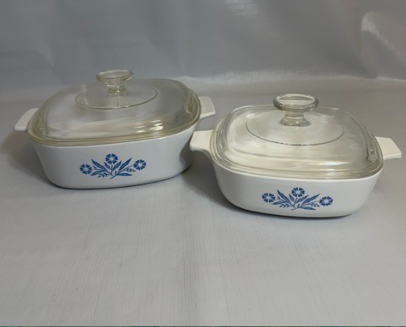 Vintage Corning Ware Blue Cornflower 1 & 2 Qt Casserole Dishes with Glass Lids Vintage Corning Ware Blue Cornflower 1 & 2 Qt Casserole Dishes with Glass Lids
