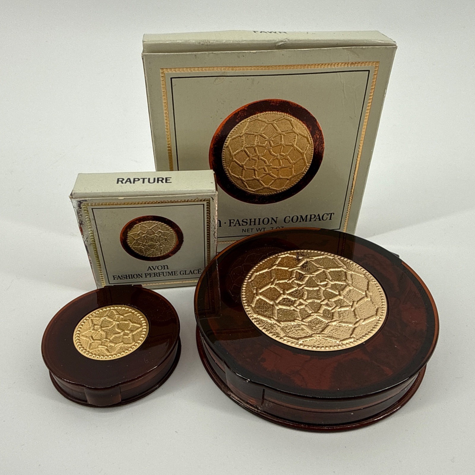 Vtg Avon Fashion Glacé Compact Powder and Perfume Vanity Lot Vtg Avon Fashion Glacé Compact Powder and Perfume Vanity Lot