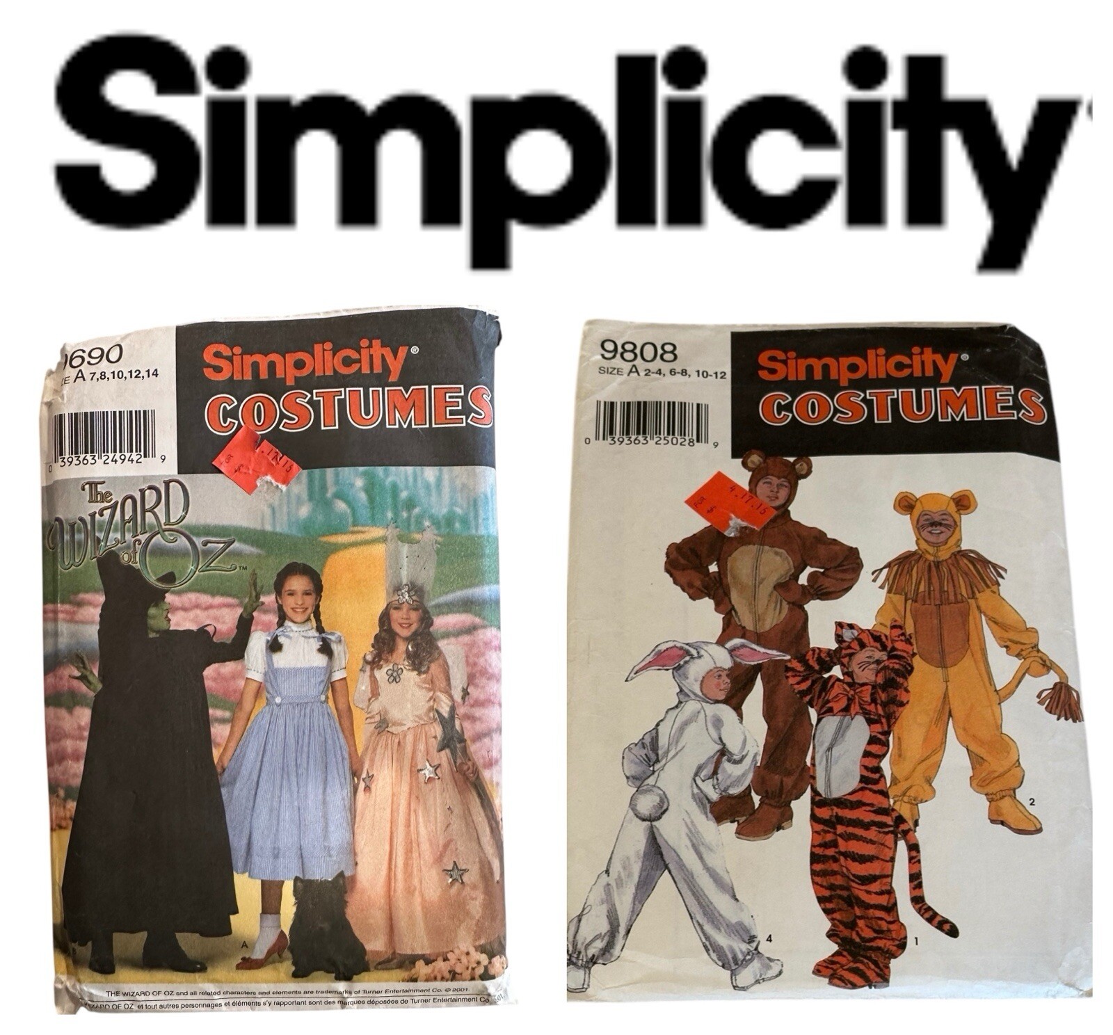 2 Vintage Simplicity COSTUMES Patterns Wizard of Oz A 7 8 10 12 14/2-4 6-8 10-12 2 Vintage Simplicity COSTUMES Patterns Wizard of Oz A 7 8 10 12 14/2-4 6-8 10-12