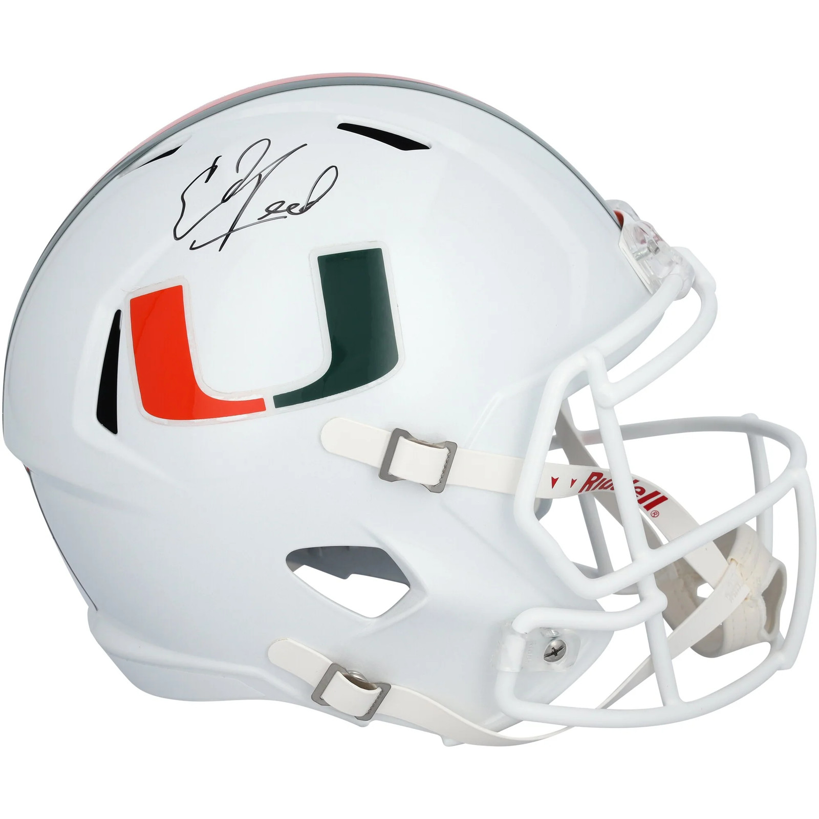 Ed Reed Autographed Miami Hurricanes Deluxe Full-Size Replica Helmet - Fanatics Ed Reed Autographed Miami Hurricanes Deluxe Full-Size Replica Helmet - Fanatics