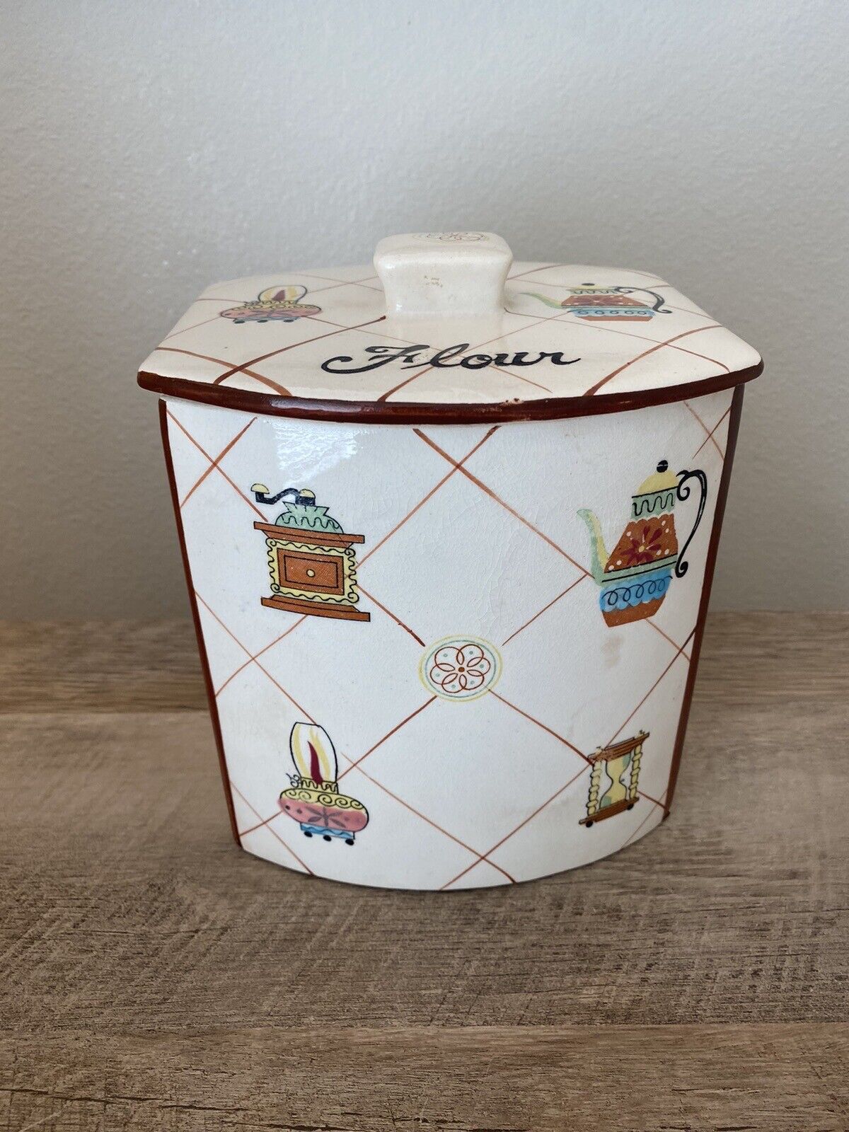 Mid Century Fred Roberts & Co. San Francisco Ceramic Canister Kitchen Flour 