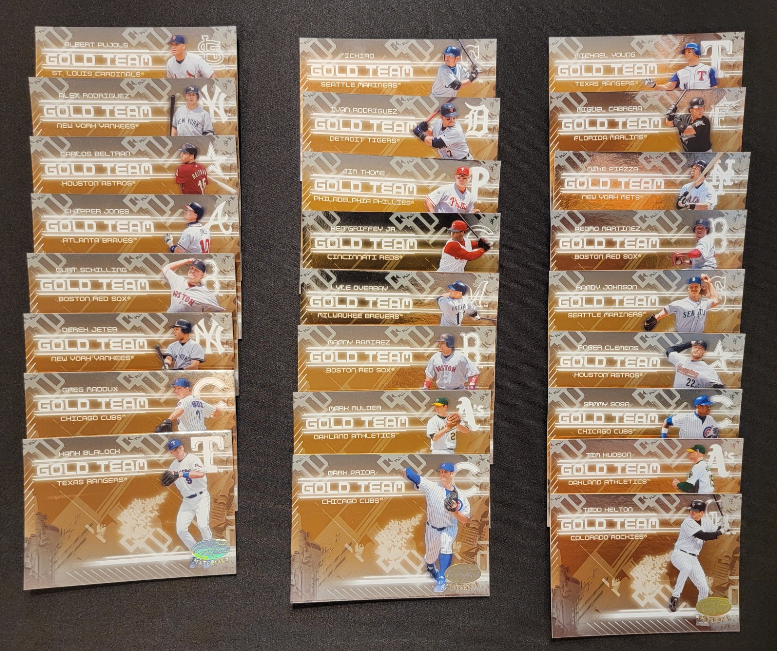 2005 Leaf Certified Materials GOLD TEAM 1-25 Insert Set Pujols Griffey Jeter HOF