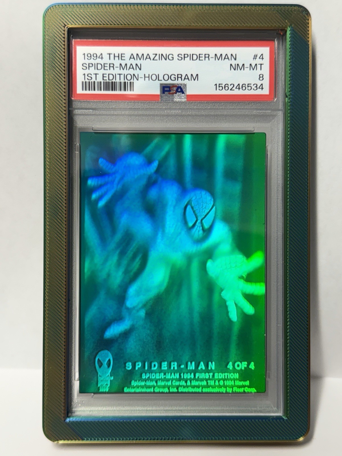 1994 Fleer Amazing Spider-Man Spider-Man 1st Edition Hologram #4 PSA 8 1994 Fleer Amazing Spider-Man Spider-Man 1st Edition Hologram #4 PSA 8