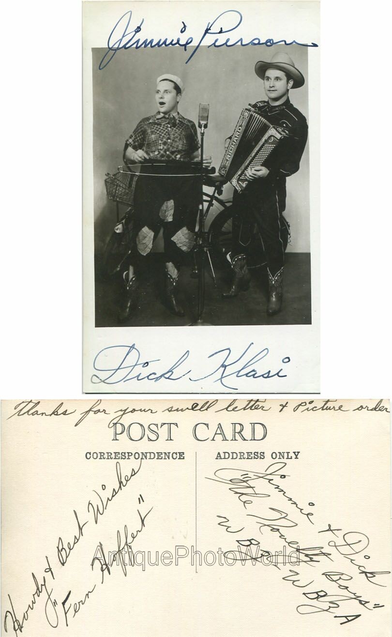 Dick Klasi Jimmie Pierson Novelty boys antique hand signed autographed rppc Dick Klasi Jimmie Pierson Novelty boys antique hand signed autographed rppc