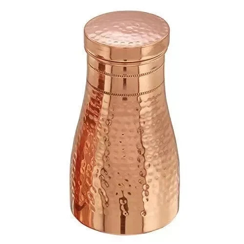 Hammered Bedroom Water Bottle Pure Copper Jar Ayurveda Health Benefits 1000 ML.