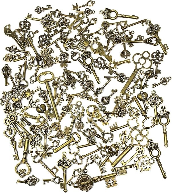 Lot Of 125 Vintage Style Antique Skeleton Furniture Cabinet Old Lock Keys Jewelr Lot Of 125 Vintage Style Antique Skeleton Furniture Cabinet Old Lock Keys Jewelr