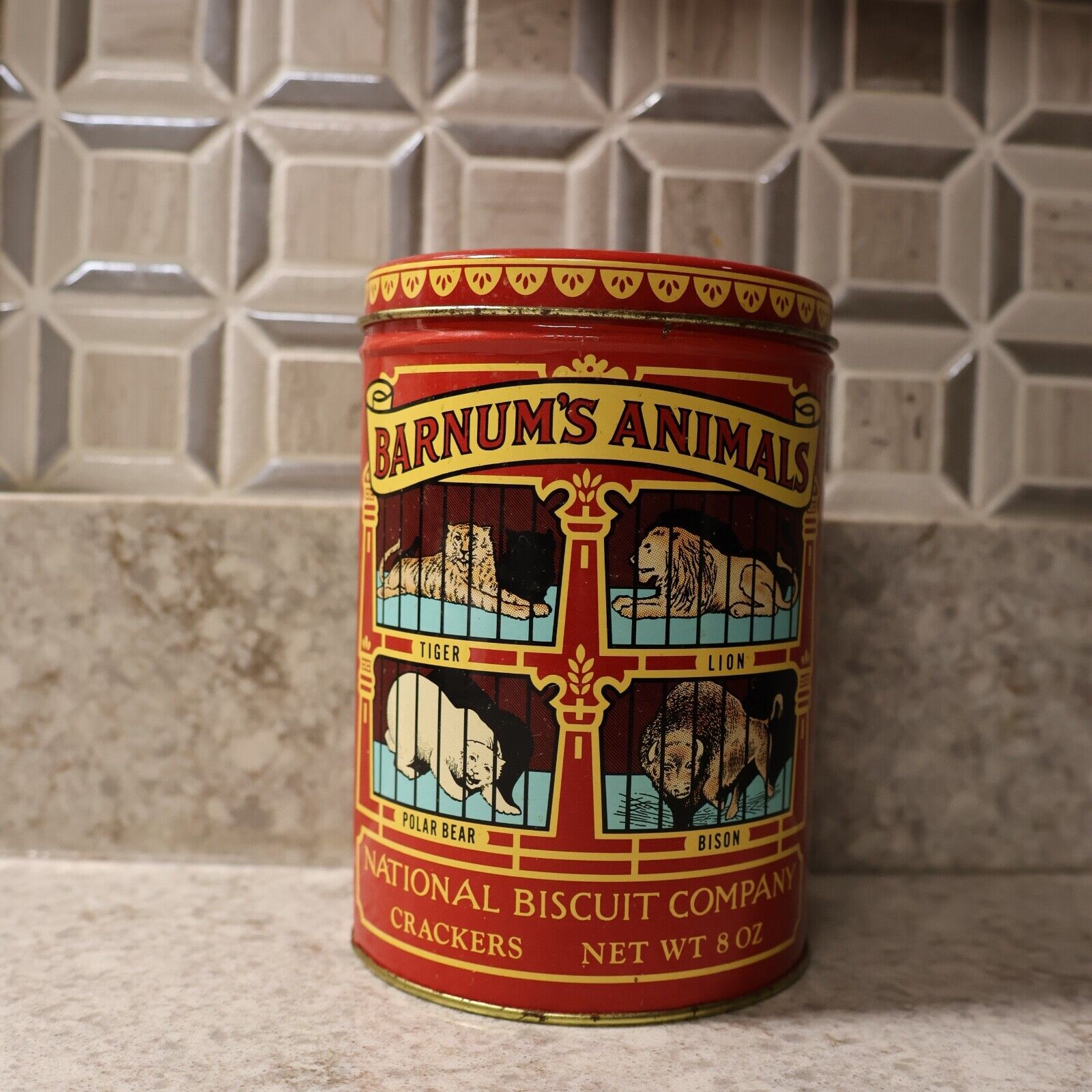 Vintage 1979 NABISCO Barnum’s Circus Animal Crackers Tin Can Empty 1914 Replica