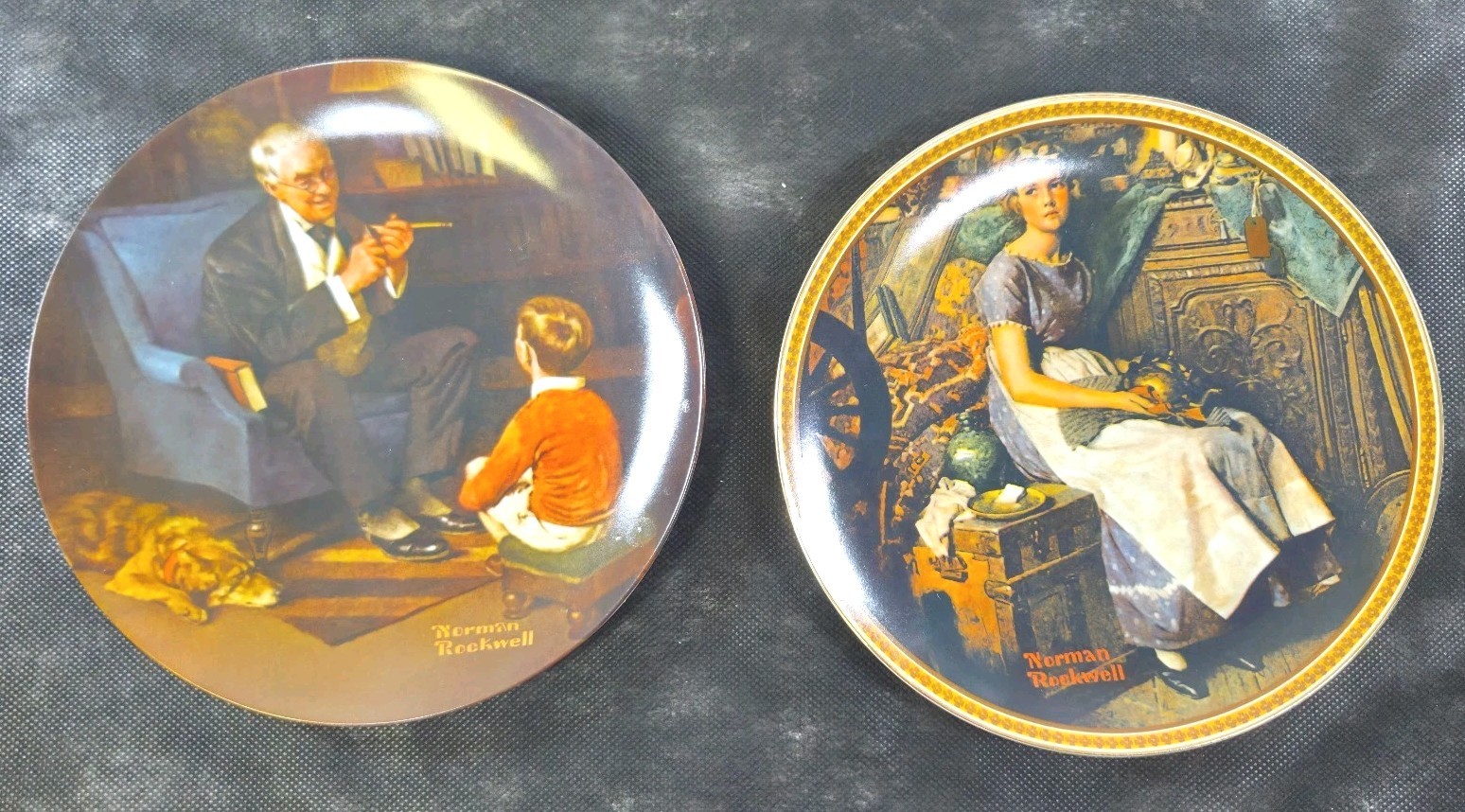 VTGE Set 2 Knowles Norman Rockwell Heritage Collection Collector Plates 8 1/2\ VTGE Set 2 Knowles Norman Rockwell Heritage Collection Collector Plates 8 1/2\
