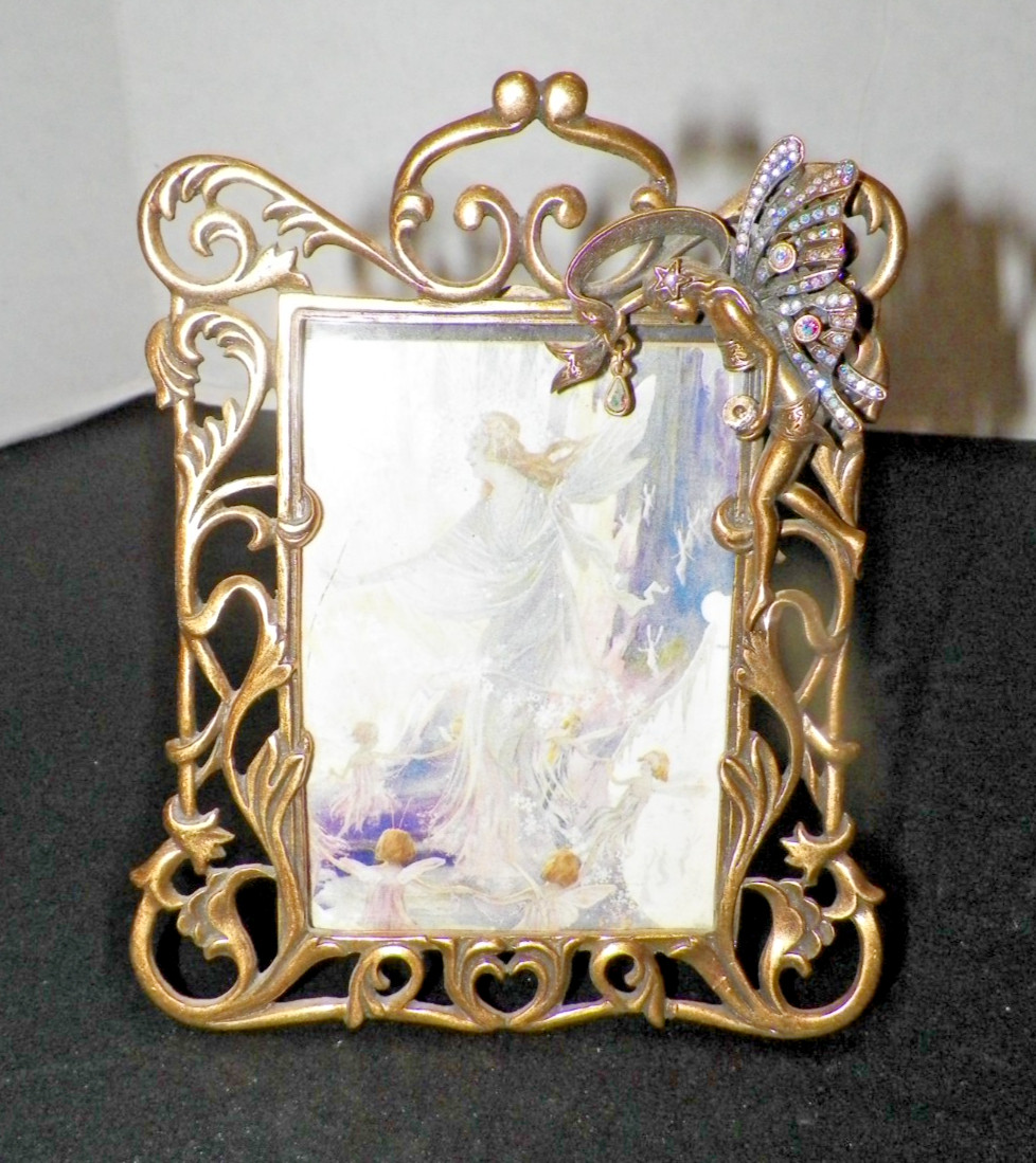 KIRK'S FOLLY GOLDTONE PICTURE FRAME W/ RHINESTONE FAIRY
