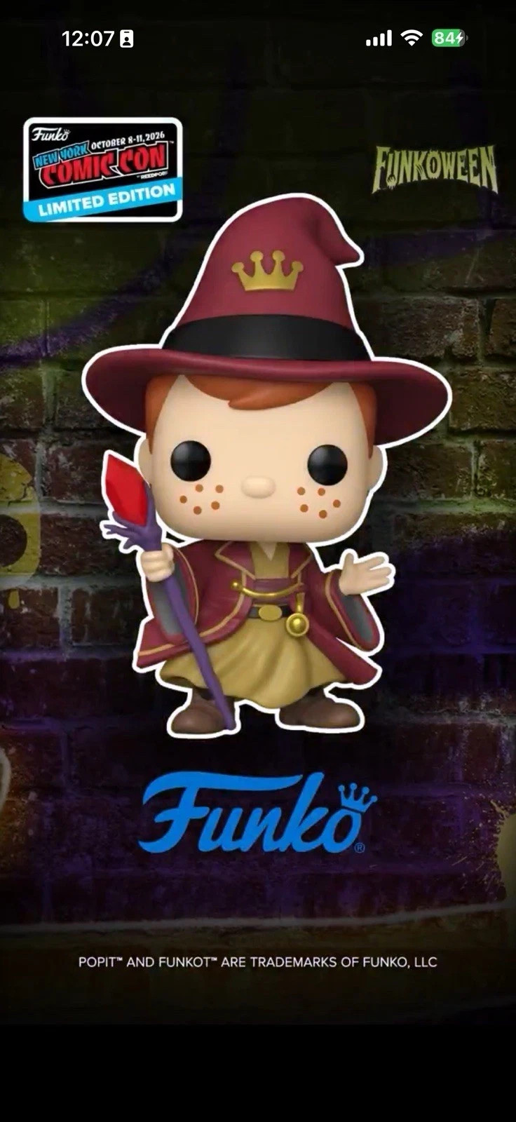Funko Pop Ultra Pop Freddy Funko Wizard LE5000 NYCC 2026 Con Sticker In Hand Funko Pop Ultra Pop Freddy Funko Wizard LE5000 NYCC 2026 Con Sticker In Hand
