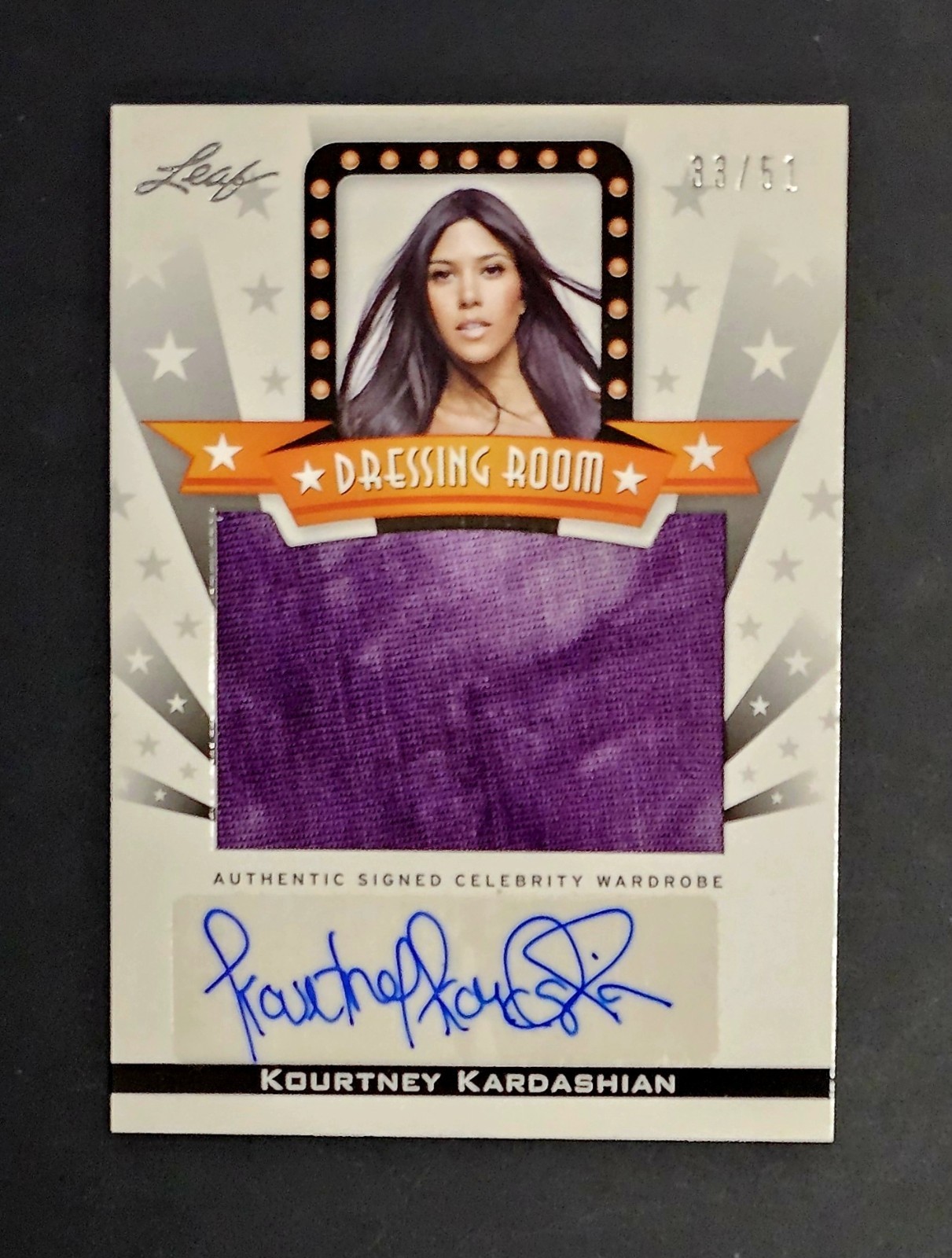 2011 Leaf Pop Century Dressing Room Kourtney Kardashian Auto Worn memorabilia