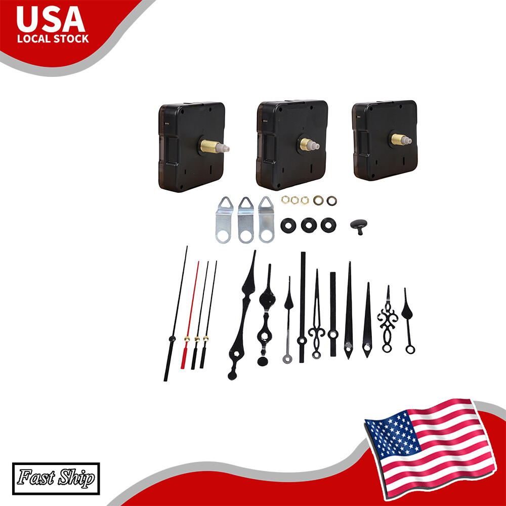 3PCS DIY Wall Quartz Clock Movement Mechanism Hand Replacement Part Set Tool Kit 3PCS DIY Wall Quartz Clock Movement Mechanism Hand Replacement Part Set Tool Kit