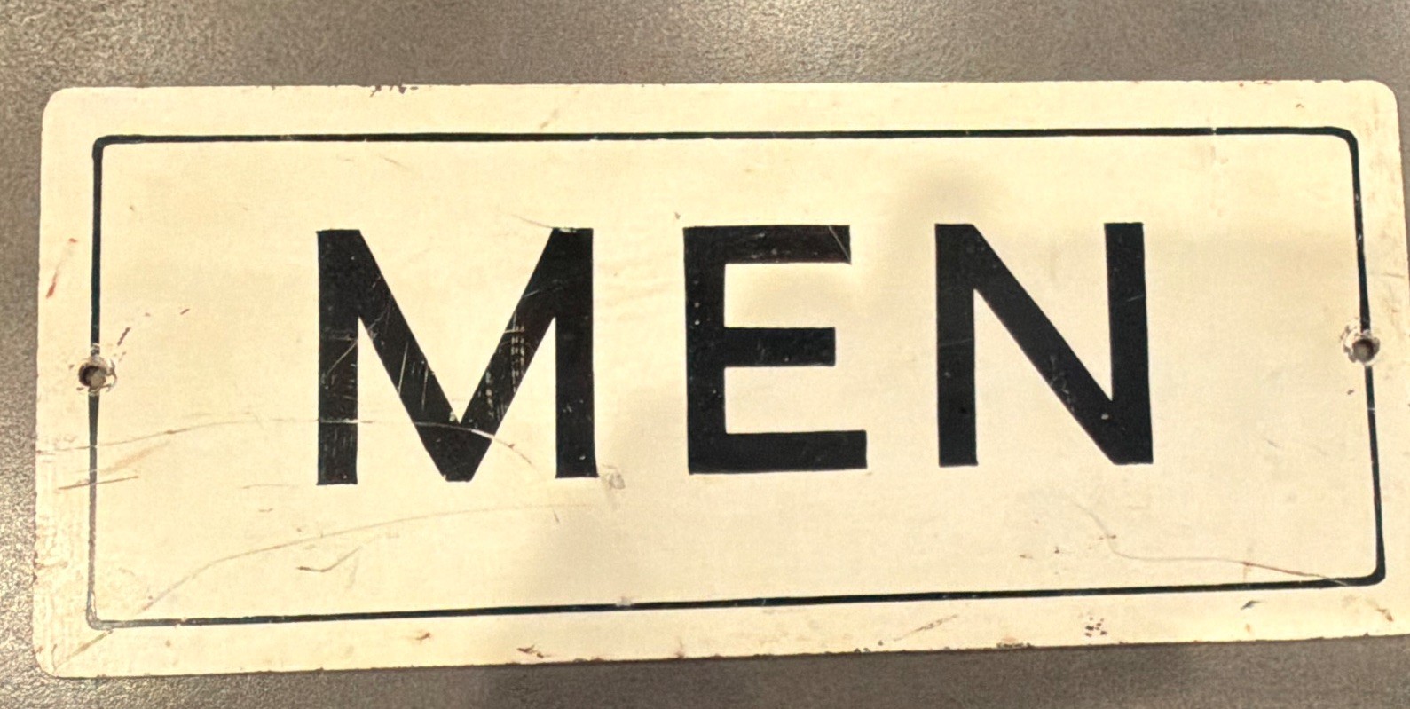 Vintage 1950s Metal Men\'s Restroom Sign – Retro Bathroom Decor Vintage 1950s Metal Men\'s Restroom Sign – Retro Bathroom Decor