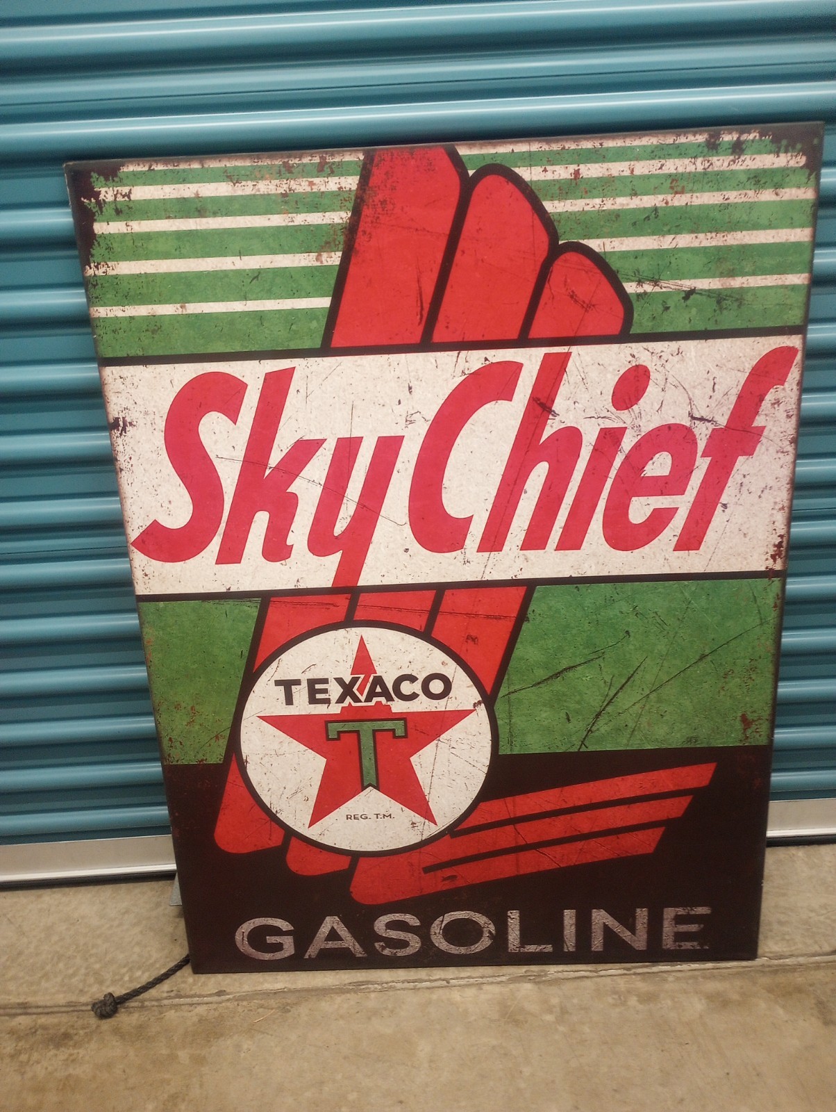 Vintage Tin Texaco Sky Chief Gasoline Sign 30“ X 40“ 1940\'s Reproduction 