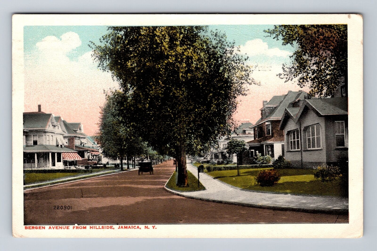Jamaica NY-New York Bergen Avenue From Hillside, Antique, Vintage c1916 Postcard Jamaica NY-New York Bergen Avenue From Hillside, Antique, Vintage c1916 Postcard